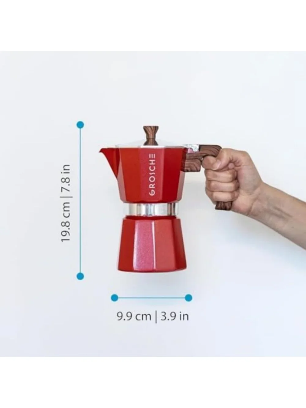 Stovetop Espresso Maker Moka Pot 6 Cup, 9.3 oz - Red Coffee Maker for Home